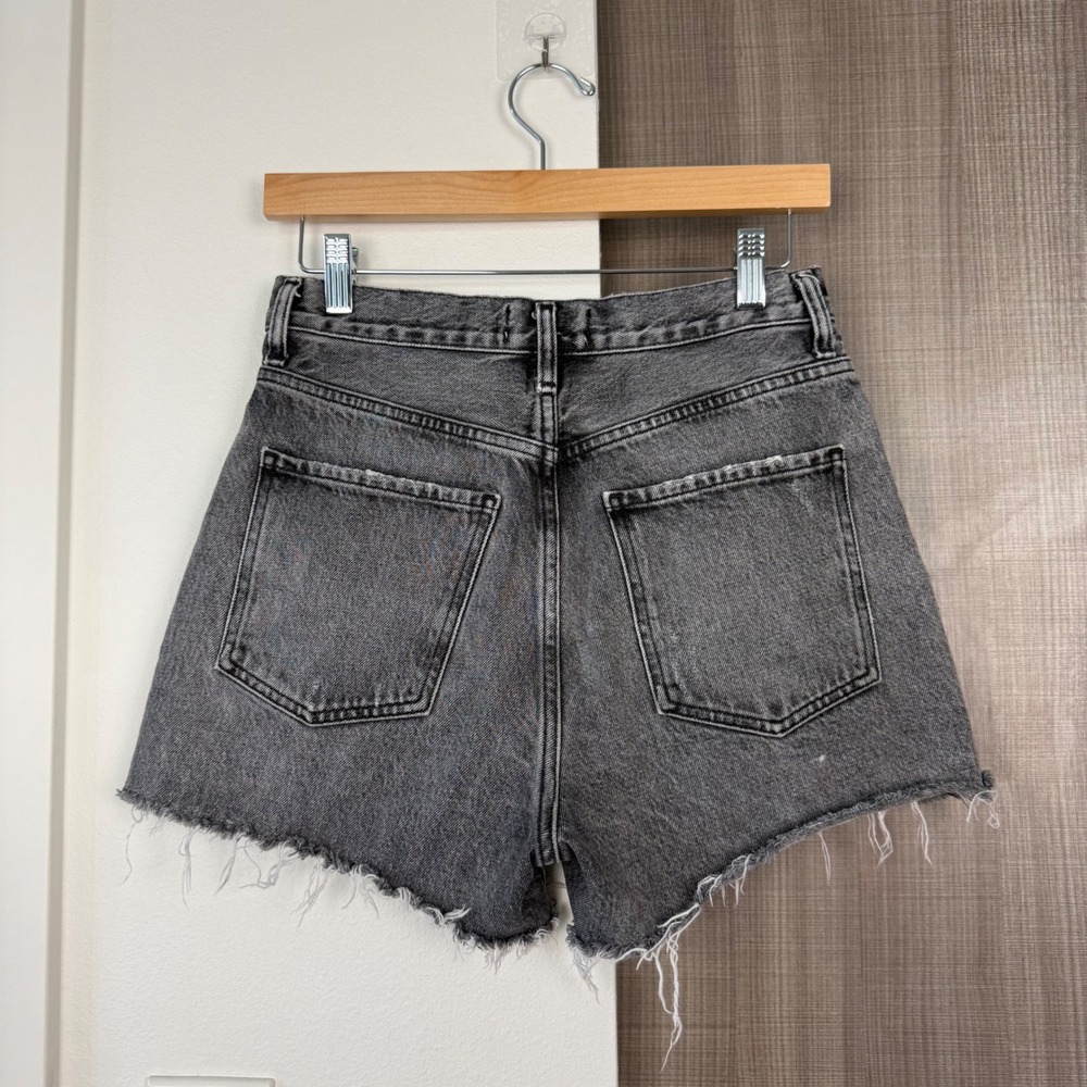 AGOLDE Dee Short in Moxy Denim Frayed Cut Off Grey High Waisted Cotton Size 27 - Picture 10 of 14